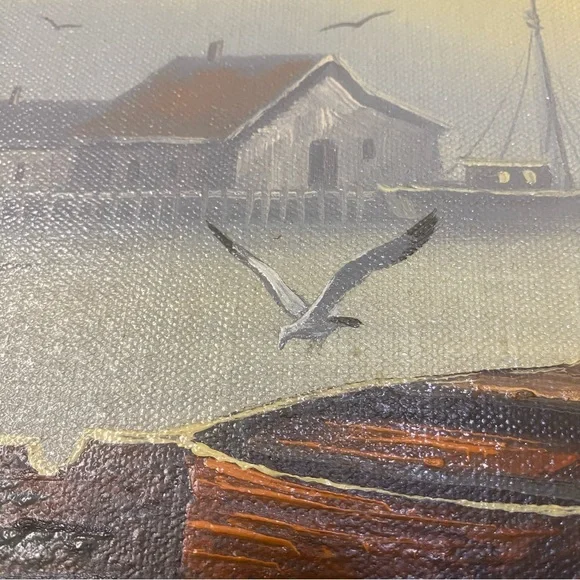 Vintage K. Baysen Signed Oil Painting Nautical Seascape Landscape Framed Art